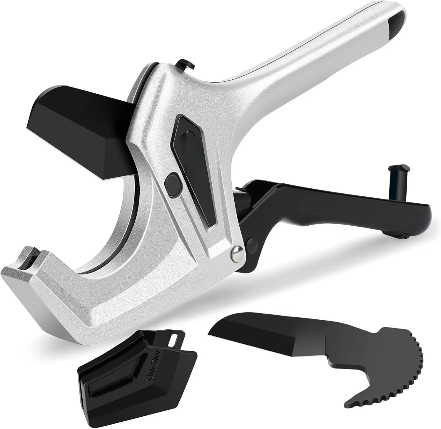 Heavy Duty Ratchet PVC Pipe Cutter – Cuts Up to 3" – One-Click Blade Replacement – Sharp Shears for PVC, PEX, Plastic Pipes – Clean, Effortless Cuts – Extra Spare Blade Included