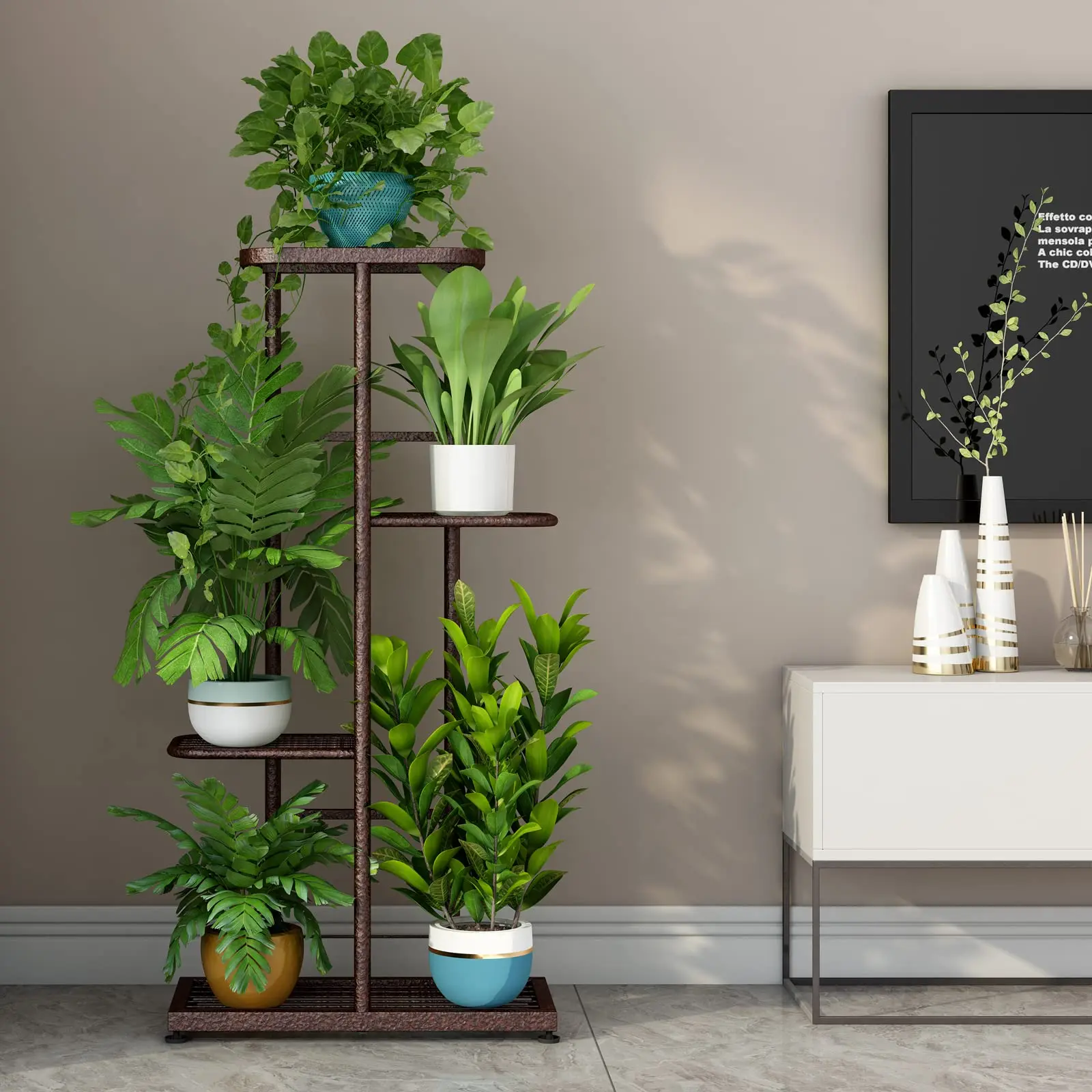 Plant Stand Indoor Outdoor Metal 4 Tier 5 Potted Multiple Flower Pot Holder Shelf Planter Display Shelving Unit for Patio Garden Corner Balcony Living Room【A001】 Deals For You Days summerwins