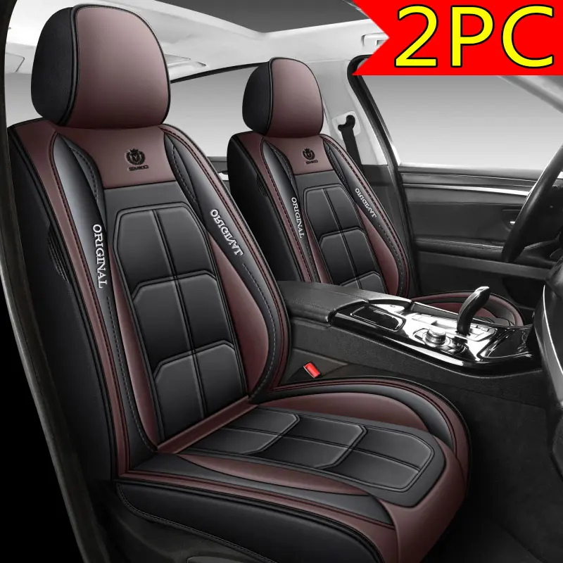 2PCS Airbag-Safe Fit PU Leather Car Seat Protectors, Waterproof Car Interior Cushions, Versatile Vehicle Safety Accessories