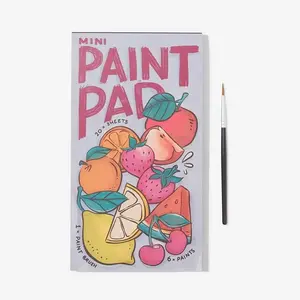 Fruit Themed Mini Watercolor Paint Pad, 1 Count Cute Pocket Watercolor Painting Book with Brush, Mini Paint Pad for Adults & Teens