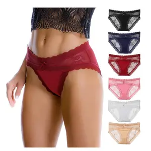 Women Lace Underwear Sexy Breathable Hipster Panties for Lady Stretch Seamless Soft Bikini Briefs 6Pcs/Set Nylon Fabric Womenswear