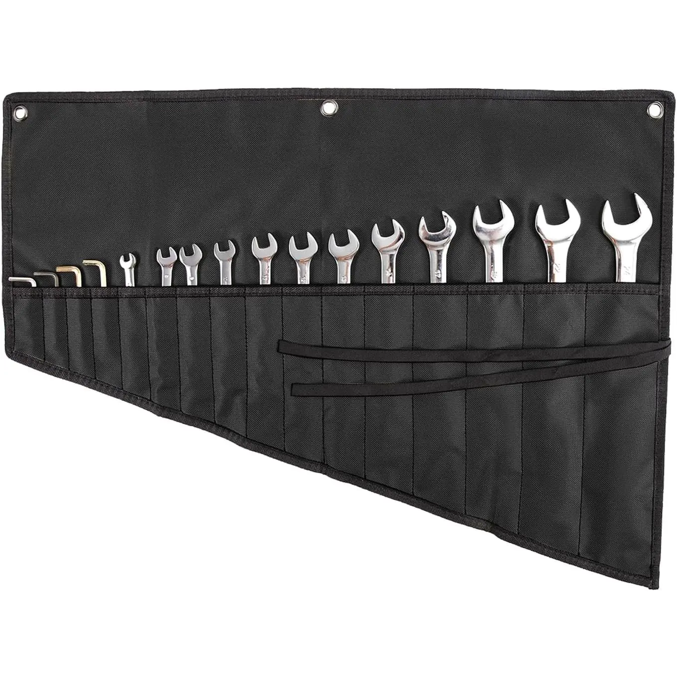 Black 16-Pocket Heavy-Duty Waterproof Oxford Cloth Tool Bag Organizer Roll Pouch - Tool Pockets, Field Service & Garage Mechanic Home Storage Bag for DIY Professionals