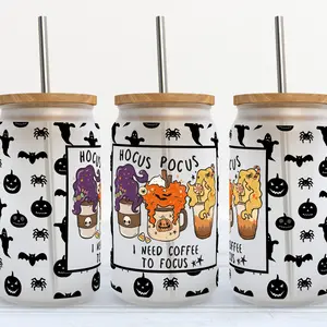 Hocus Pocus Need to Focus - 16 oz Matte Glass Tumbler