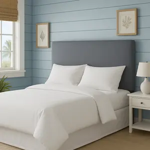 Delmar Modern Upholstered Headboard – Soft Gray or White Floral Fabric, Twin/Full/Queen Size Compatible