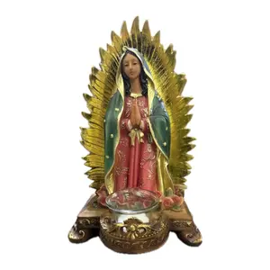 12” Inch Virgen Guadalupe with tealight candle holder Ornaments Imagen Statue Our Lady Guadalupe Religious Gift Decor Decorative