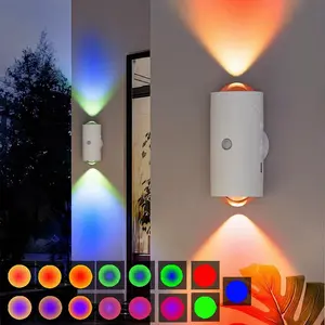 Smart Motion Sensor LED Night Light, 1500mAh USB-C Rechargeable RGB Gradient Wall Lamp, Magnetic Dimmable Auto On/Off Ambient Light for Bedroom, Hallway, Stairs, Closet