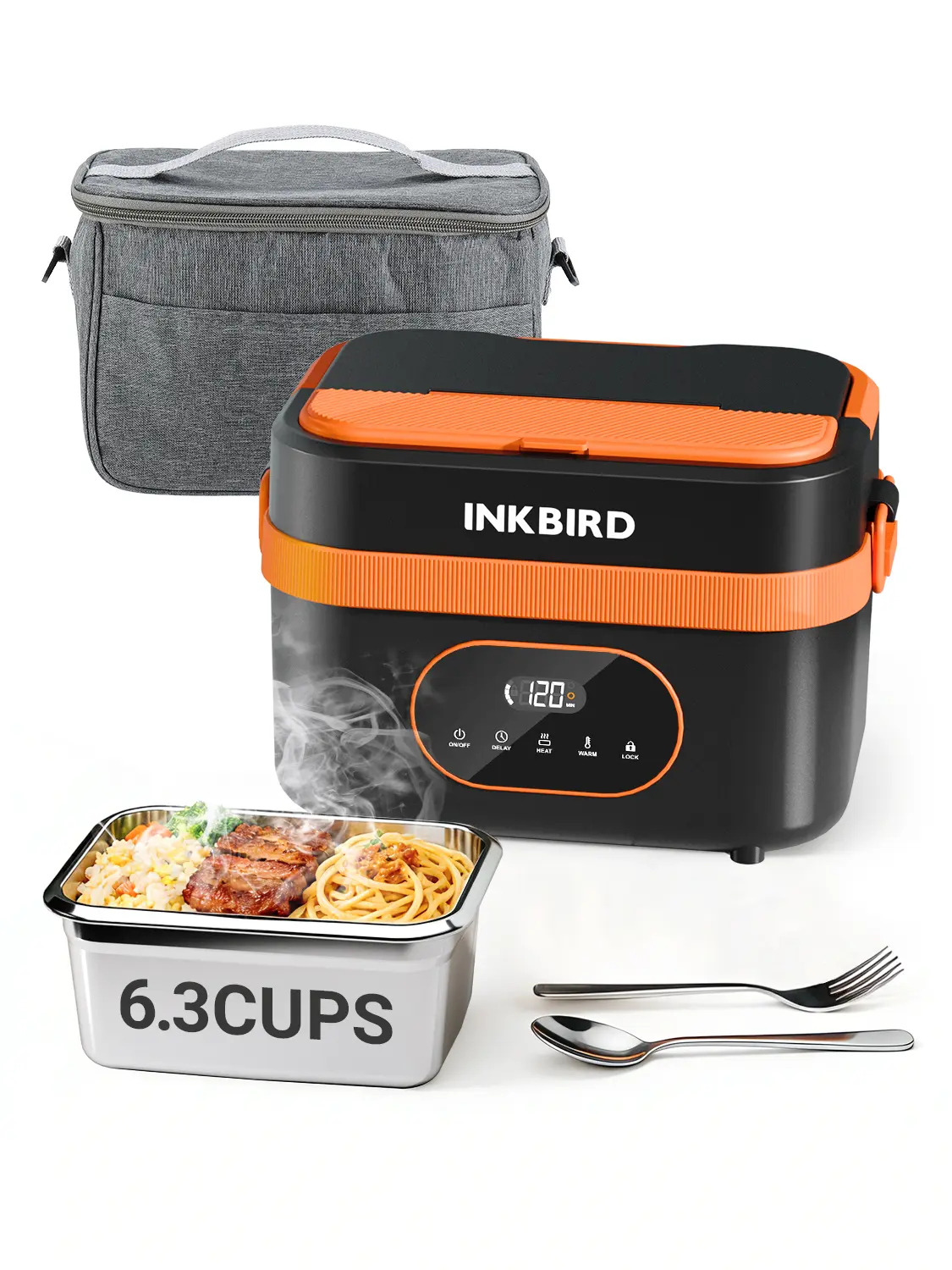 INKBIRD Cordless Rechargeable Heated Lunch Box - Leak-Free Sealed Tableware,16000mAh Electric Food Warmer with 1.5L Stainless Steel Container, Portable for Construction Workers,home essentials