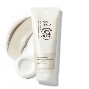MIDHA RICE BRAN SCRUB FOAM 5.07fl.oz/150ml, Deep Cleansing, Pore-Purifying, Gentle Exfoliating – Soft Micro-Foam Face Wash with Balanced pH & Hydrating, Nourishing Care