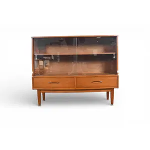 NARROW CURIO CABINET IN TEAK + GLASS BY JENTIQUE