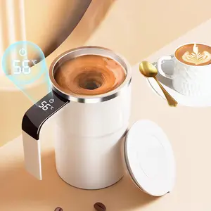 380ML Magnetic Stirring Coffee Mug, Rechargeable 150mah Automatic Mixer Cup, Stainless Steel Travel Mug with Digital Display