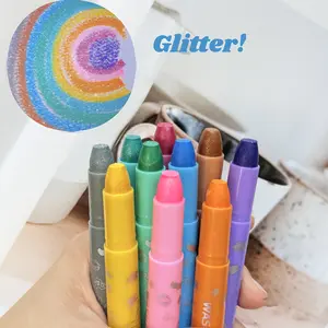 10pcs Pastel Colors/Glitter Colors Art Supply Twistable Crayons- Silky, Washable Gel Non Toxic Twist Up Easy Glide - Blendable Gel Crayon for Kids Coloring Books, Art Crafts, Back to School Supplies