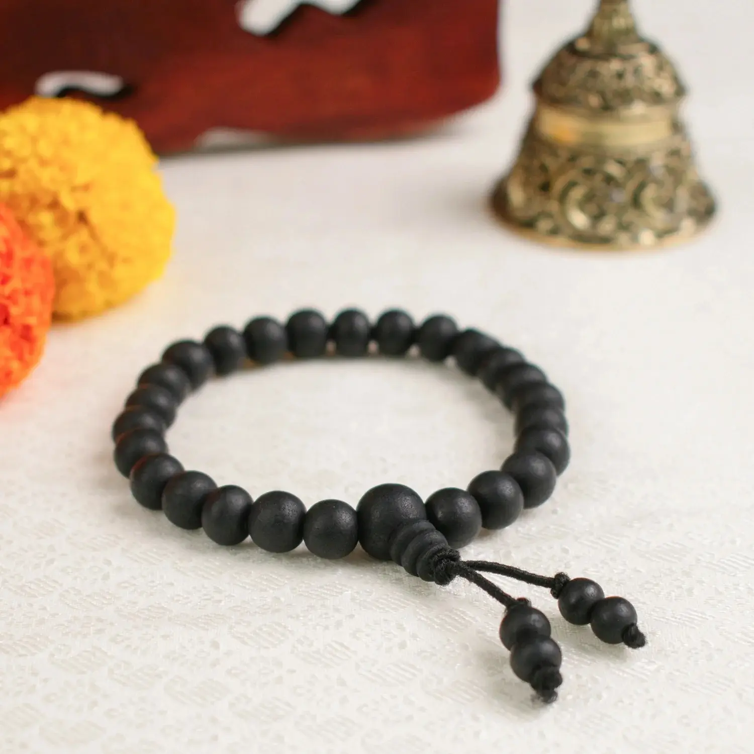 Astrotalk Karungali Malai Bracelet 8mm | Black Ebony Wood Beaded Stretch Bracelet | Certified Natural Wood Beads | Unisex Daily Wear | Grounding & Calm Beaded Jewelry | Meditation Wristband | Meaningful Spiritual Gift