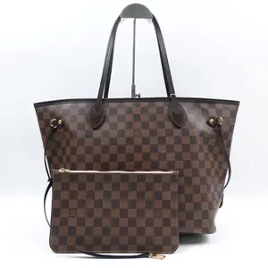 Pre-owned Louis Vuitton Coated Canvas Shoulder Bags Neverfull MM Damier Ebene Shoulder Bag T10414517