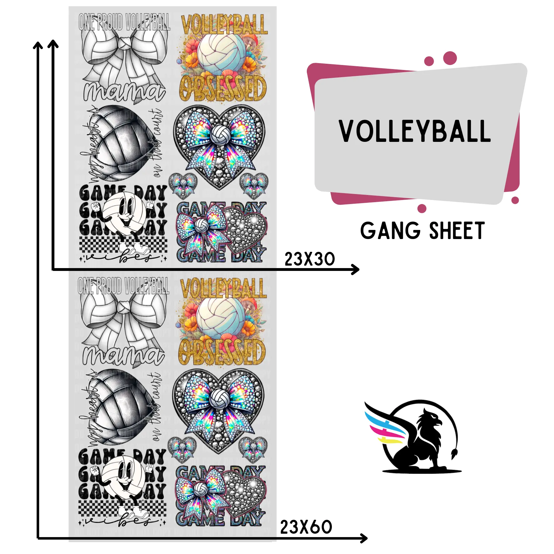 Volleyball | Premade DTF Transfer Gang Sheet For Graphic Tees