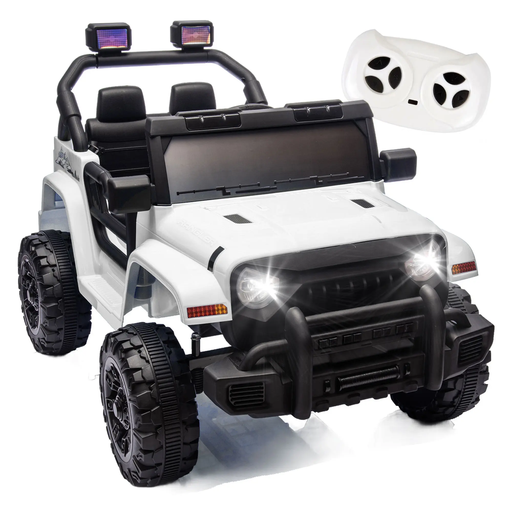 12V Battery-Powered Kids Ride-On Electric Car for Ages 2-4, ASTM/FCC Certified, Parent Remote Control, Dual Drive, 4-Wheel Suspension, Music, Bluetooth, MP3, USB, Headlights, Quick-Release Steering Wheel, Slow Start, 12 Months Warranty, 66.14 lbs