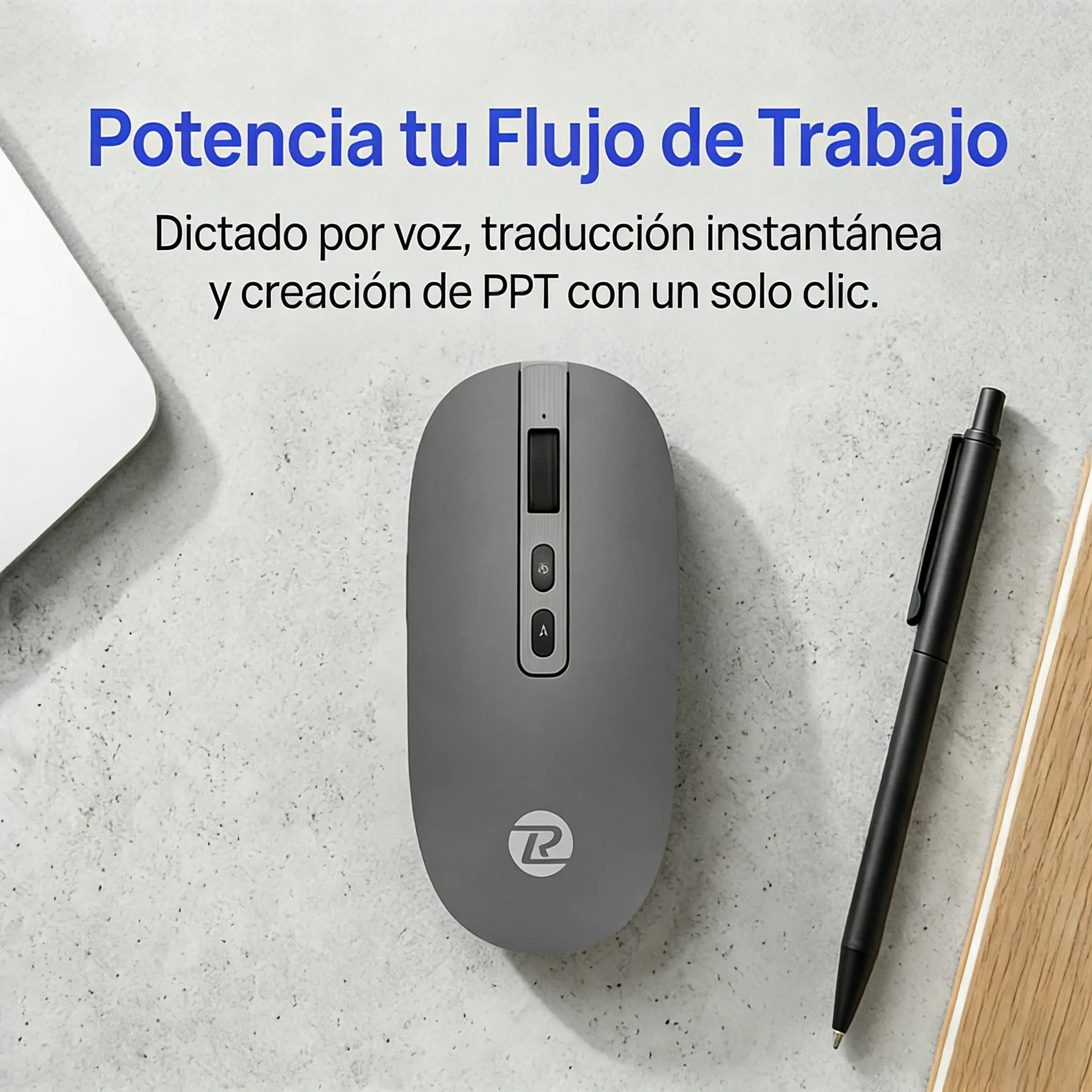 1 x DeepSeek AI Wireless Voice Mouse - Ergonomic Matte Finish, Rechargeable Bluetooth, Voice Control, Text/Image Generation, Coding, PPT Creation, Multi-Language Translation, 1 x USB Charging Cable - Ideal for Freelancers, Office Workers (Right-Handed), W