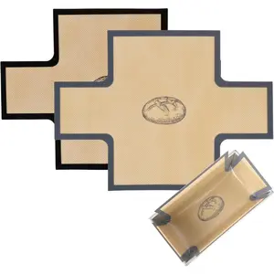 2 Pcs Thickened Silicone Bread loaf pan liners for baking bread 9x5,Silicone Baking Mat for 9x5 Inch Loaf Pan, Nonstick & Reusable, Easy to Clean, High-Temp Resistant (Black and Red)