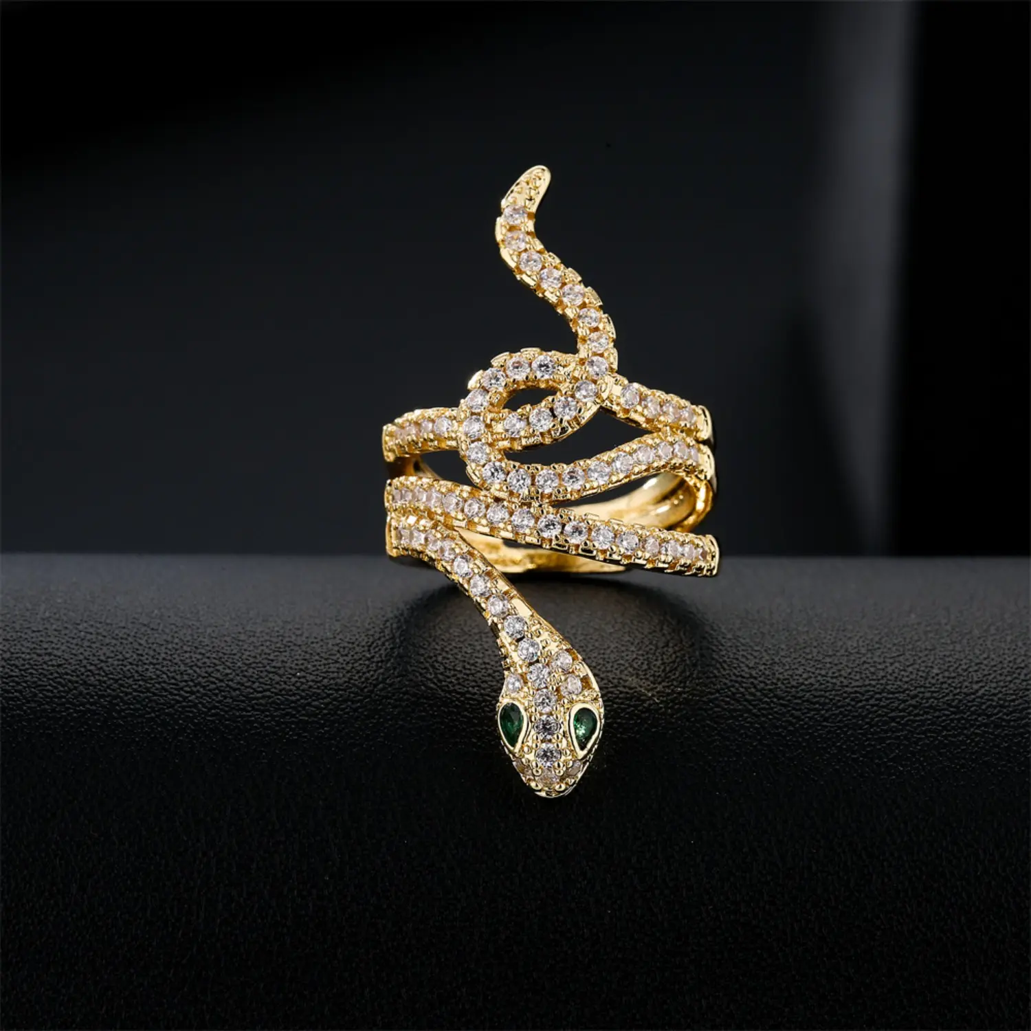 Stainless Steel Snake Bite Ring for Women, Gold Open Adjustable Cubic Zirconia Ring, Vintage Gothic Aesthetic Sports & Outdoor Accessory Jewelry, Snake Bite Rings