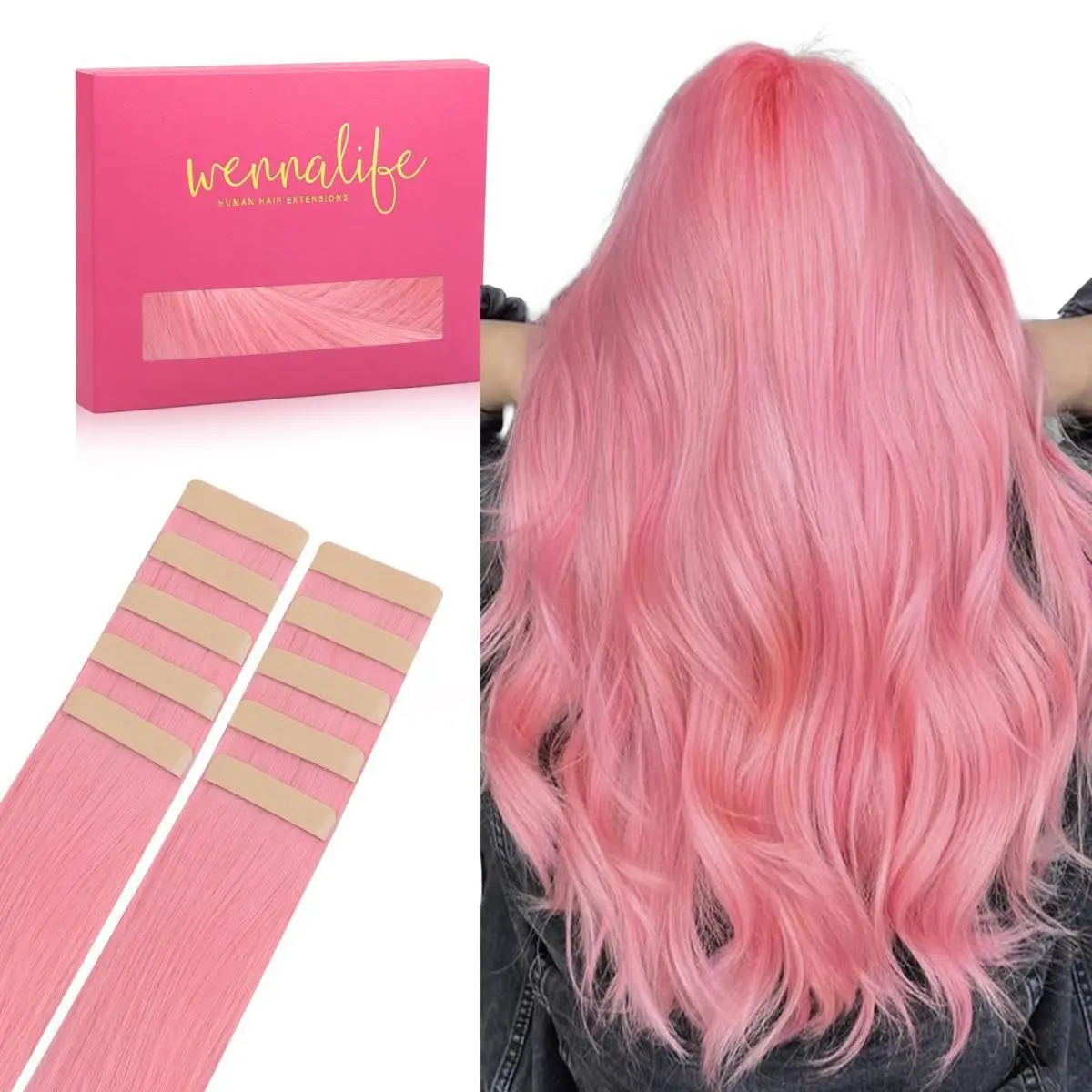 WENNALIFE 10pcs Colored Tape In Hair Extensions Human Hair 20g to 25g 10 to 26 inch Remy Invisible Tape Ins Straight Coachella #TikTokShopSummerSale