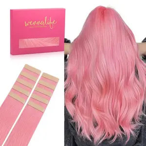 WENNALIFE 10pcs Colored Tape In Hair Extensions Human Hair 20g to 25g 10 to 26 inch Remy Invisible Tape Ins Straight Coachella #SummerVibes
