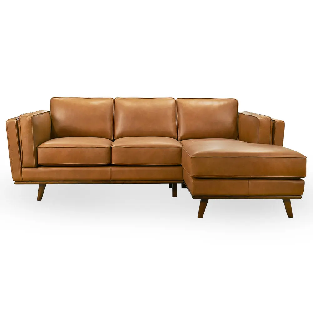 Ferre Leather Sectional Sofa Couch with Right-Facing Chaise, Living Room Sofa
