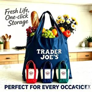 3pcs-1pc-Foldable Reusable Grocery Bag with Mini Tote Organizer Pouch, Lightweight Shopping Bag for Women, Portable Eco Tote with Small Canvas Insert for Travel, Storage and Daily Use