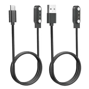 [2 Pack, USB-C+USB-A] GloryFit T80 T70 T60 T50 P99 P98  Watch Charger,    for PuqoT80, CASCHOT70/P98, MatastT60/P99, uaueT60/T50, TiklandT60/P98 Smartwatch (Black&Black)