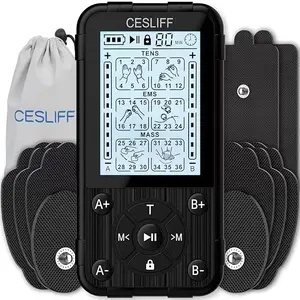 Belifu 3-in-1 36 Modes TENS EMS Unit, Muscle Stimulator TENS  for Dual Channel Electronic Pulse Massager Muscle Massager for Lower Back Neck Shoulder with 10 Pads