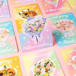 24pcs/3D Flower Greeting Cards, Holiday Blessing Cards，Simple and romantic / Birthday wishes / Gift messages / Blessings and thanks，Suitable for Mother's Day, party invitations, everyday gifts and cards, and essential for daily social interactions.