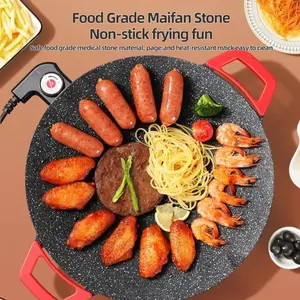 TANLOOK Electric Griddle Nonstick Round Plate for Steaks Pancakes & BBQ Smokeless Indoor Cooking Compact & Versatile with Adjustable Temperature Control portable korean bbq grill