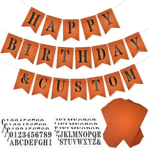 171 count DIY Custom Banner Kit Make Your Own Customizable Sign for Birthday Wedding Party Decoration Include 20 Paper Pennant 148 Letters and Numbers Rope Threading Device(Basketball Color)