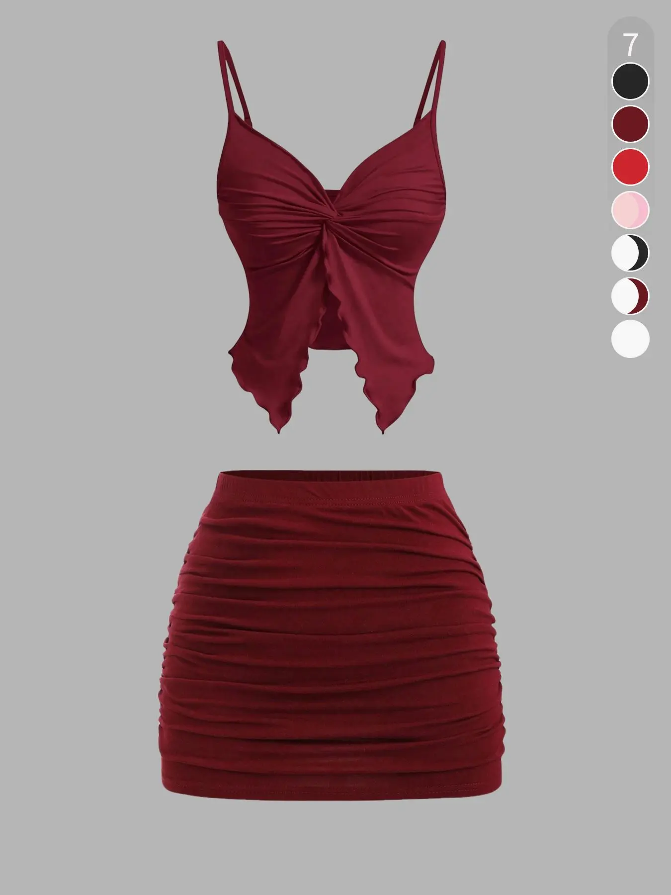 Women's Two-Piece Set, Solid Color Spaghetti Strap Crop Top & Skirt, Casual Fashion Cozy Outfit for Daily Wear, Ladies Clothes for Summer, Womenswear