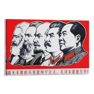 Vintage Poster Canvas Wall Art Communist Leader Marx Engels Lenin Stalin Mao Office Decor Canvas Poster Bedroom Decor Sports Landscape Office Room Decor Gift Frames Ornaments Decoration Photo Artistic Print Hanging Frame-Style