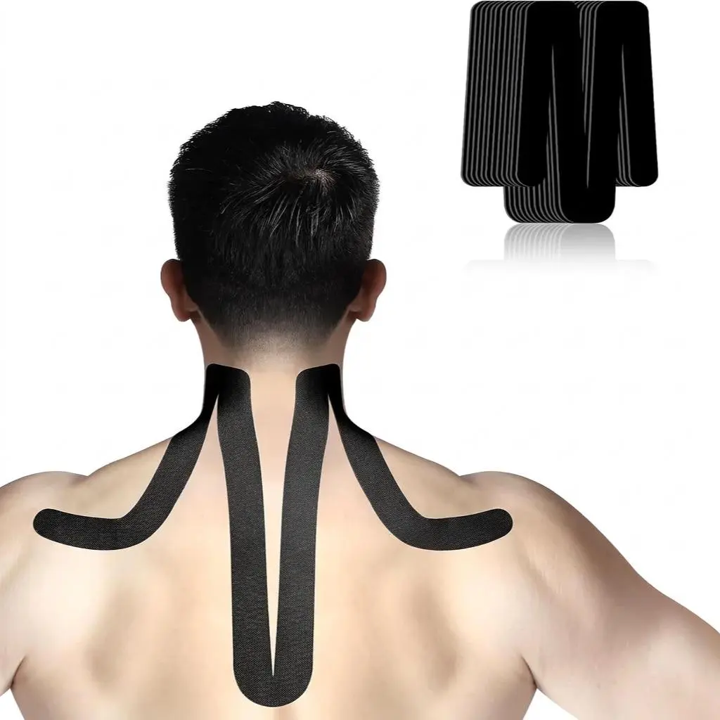 summerwins 10PCS Pre-Cut Shoulder & Neck Kinesiology Tape - Pre-Cut Shoulder Support Strips, Waterproof Breathable Athletic Tape for Adult Pain Relief, Workouts, Showers, Upper Back Stabilization, Pre-Cut Shoulder Support Sports Tapes