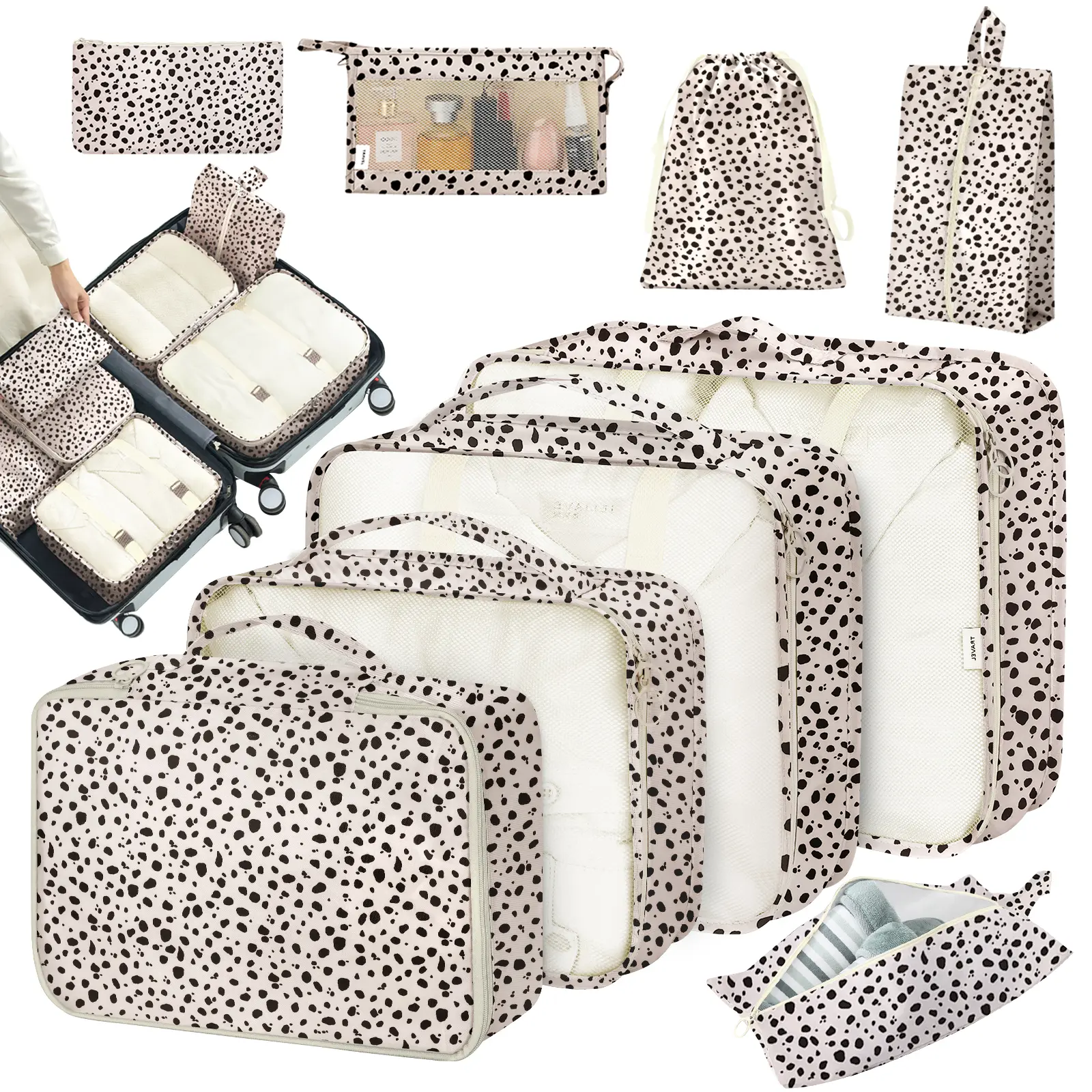 8 Set Packing Cubes for Suitcases, Packing Cube with Shoe, Cosmetics, Clothing, and Accessories Bags Packing Cubes for Travel Luggage Organizer, Travel Essential Storage Bags for Women & Men, Space-Saving Travel Organization Pouch
