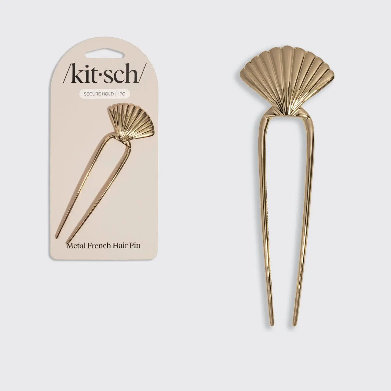 Metal Clam Shell French Hair Pin - Gold Metal Clam Shell French Hair Pin - Gold