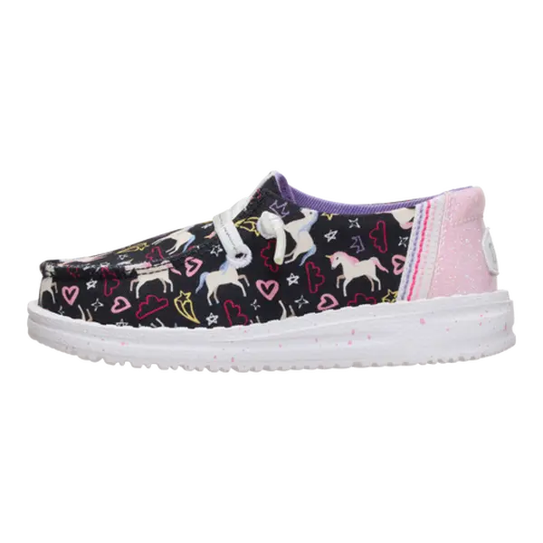 HEYDUDE Wendy Toddler Unicorn Stars - Comfortable Slip on Shoes for Girls High Top Sneaker Trainer