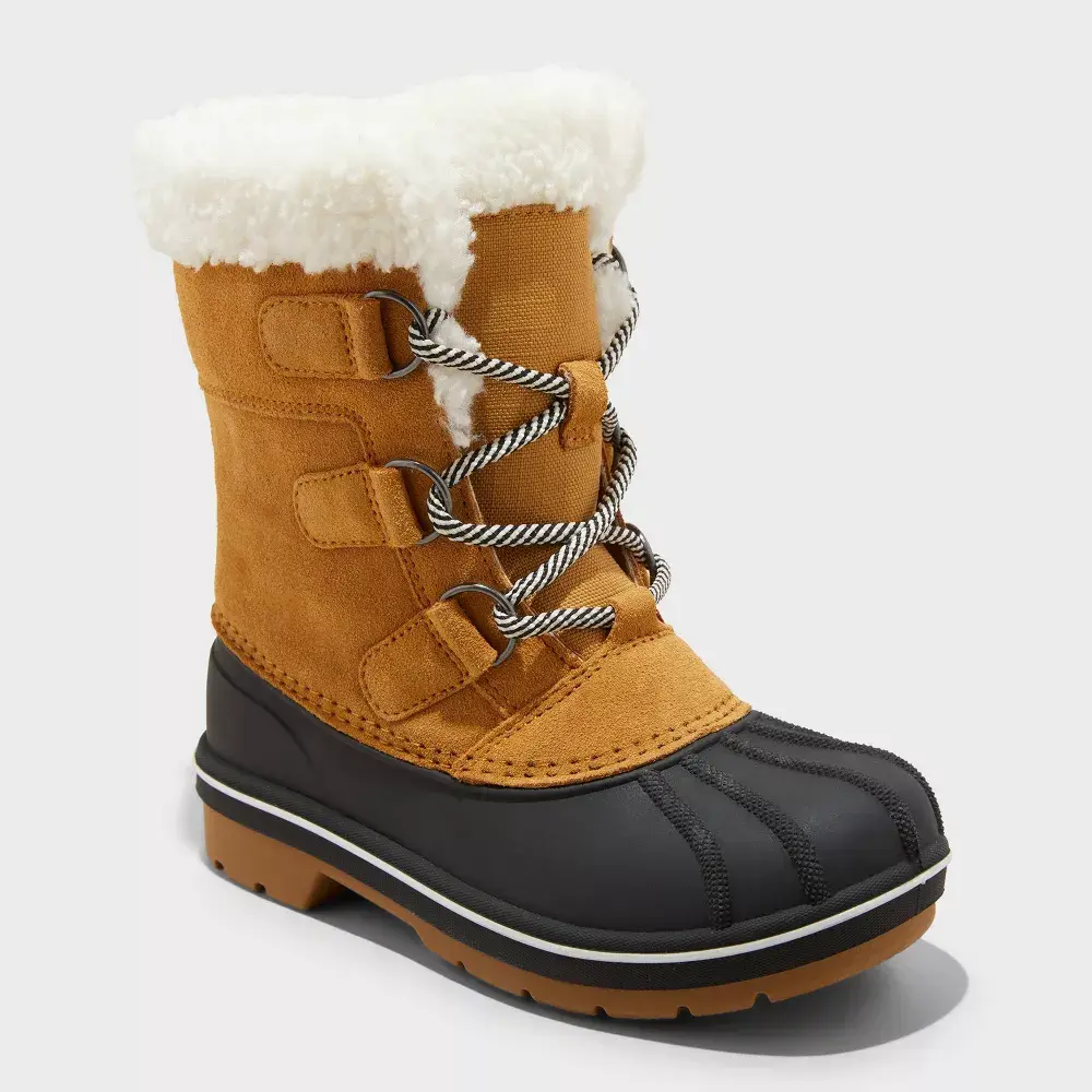 Cat & Jack Kids' Waterproof Lace-Up Winter Boots with Treaded Outsole and Recycled Materials - Kids' Footwear Fashion