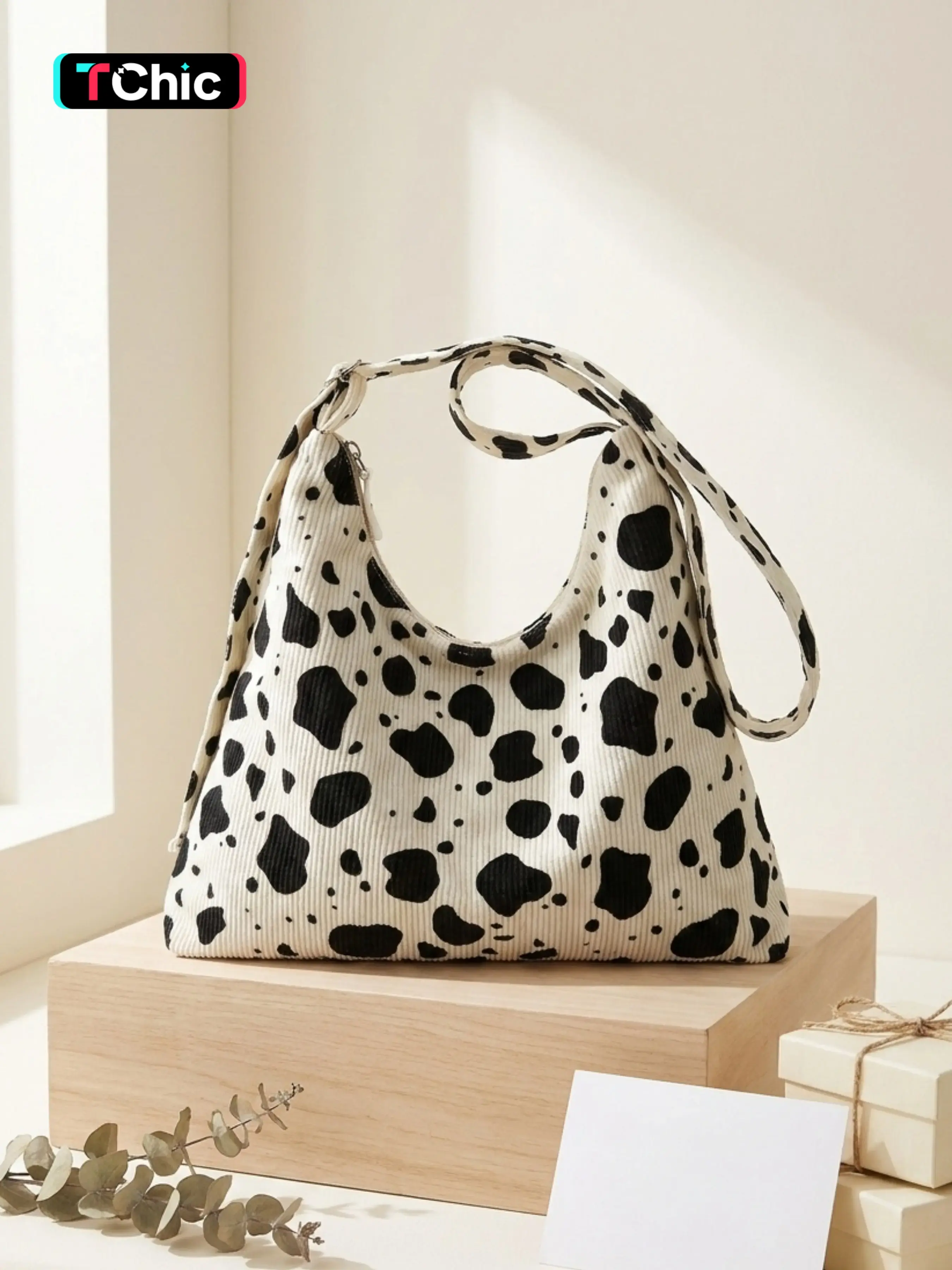 Classic Cow Print Shoulder Bag, Women's Versatile Large Capacity Adjustable Crossbody Tote, All Seasons Casual Style, Crossbody Hobo Handbag, Casual Crossbody Bags, Casual Fashion Bag