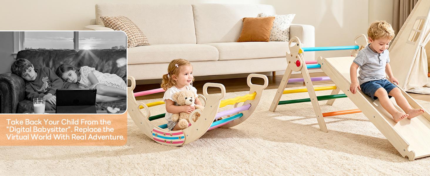 7 In 1 Pikler Triangle Climber With Arch And Slide, Foldable Space Saving Design For Home, Foldable Design Saves Space,Solid Wood Supports 160 LBS, Includes Blackboard For Creative Play 7 In 1 Pikler Triangle Climber With Arch And Slide, Foldable Space Saving Design For Home, Foldable Design Saves Space,Solid Wood Supports 160 LBS, Includes Blackboard For Creative Play