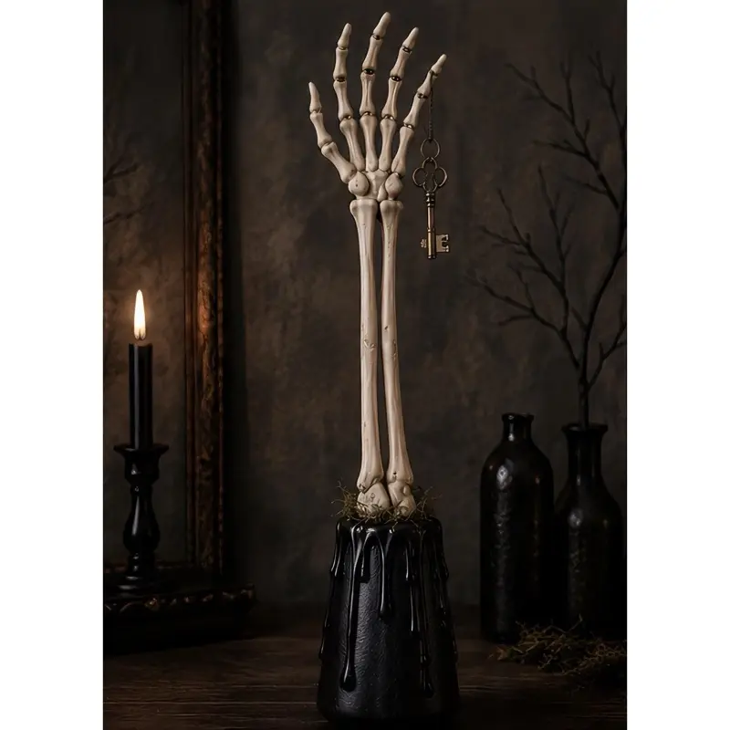 Handmade Skeleton Hand Sculpture - Artistic Gothic Inspiration Home Decor Ornament, 1 Size, No Key Included, Up to 18 Inches Tall, Ideal for Home Entryway Halloween Decor