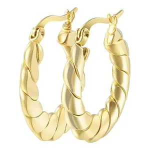 Stately Steel Braided Chunky Hoop Earrings