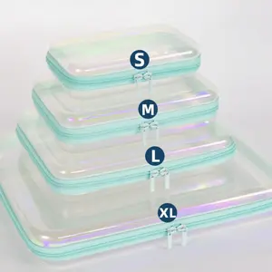 Large Capacity Makeup Bag, Waterproof Transparent Travel Storage Bag, Handheld Cosmetic Pouch, Cosmetic Organizer for Toiletries and Cosmetics