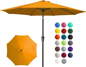 JEAREY 10FT Outdoor Patio Umbrella Outdoor Table Umbrella with Push Button Tilt and Crank, Market Umbrella 8 Sturdy Ribs UV Protection Waterproof for Pool, Garden (Sun Orange)