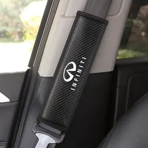 Infiniti Fx35/q50/q30/esq/qx50/qx60/qx70/ex/jx35/g35 Seatbelt Shoulder Covers, PU Leather & Carbon Fiber Stripe Design, Car Interior Accessory, Enhances Driving Comfort