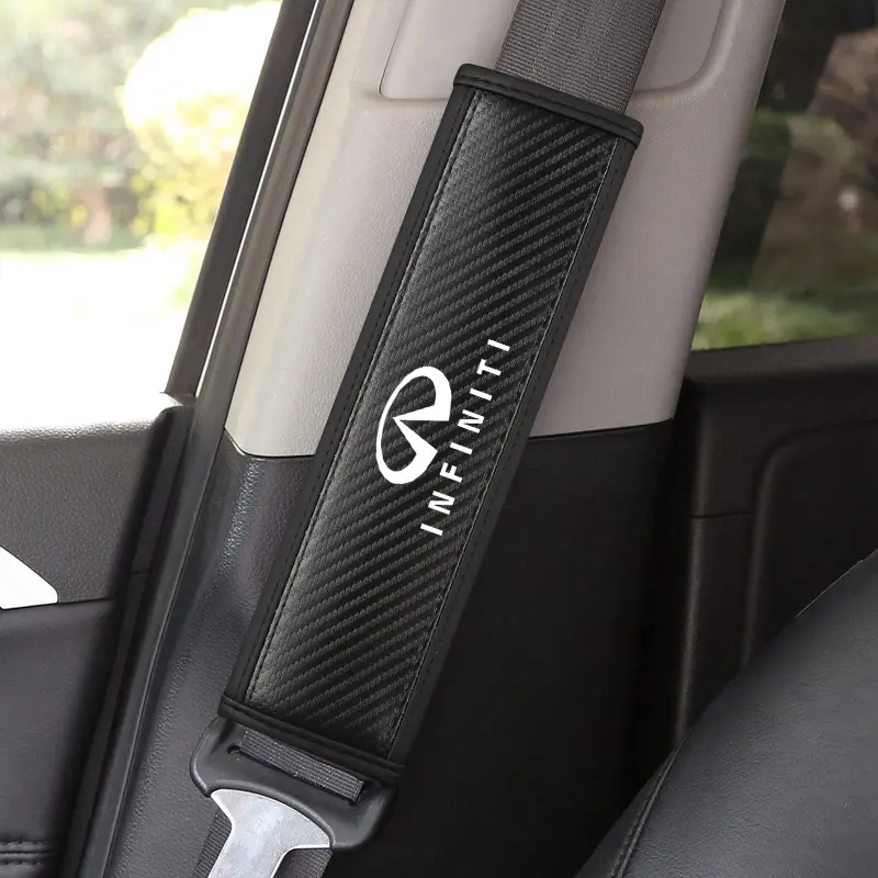 Infiniti Fx35/q50/q30/esq/qx50/qx60/qx70/ex/jx35/g35 Seatbelt Shoulder Covers, PU Leather & Carbon Fiber Stripe Design, Car Interior Accessory, Car Accessories, Enhances Driving Comfort