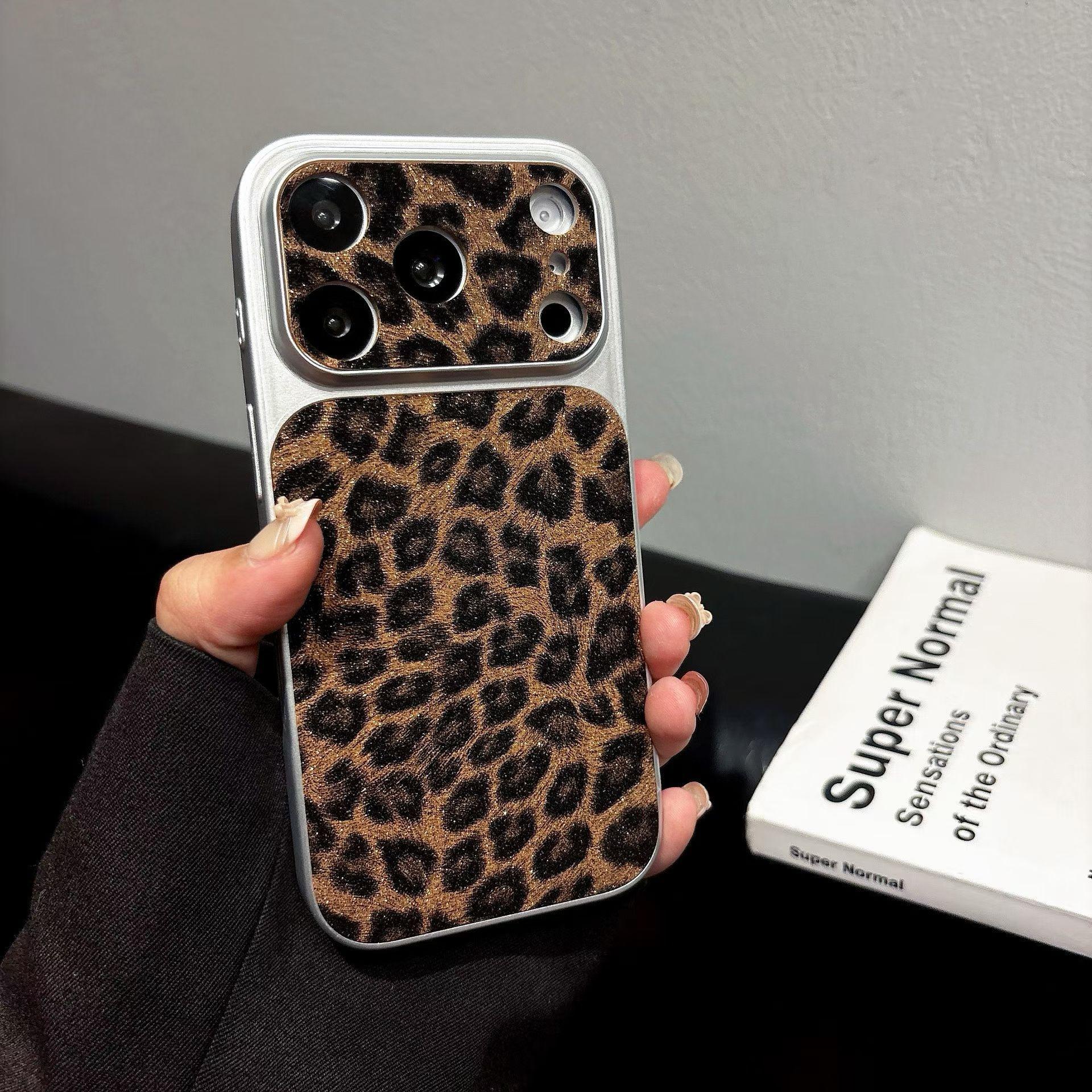 （Case & Nova.） Luxury Leopard Print Glitter Phone Case with Large Lens Window, Compatible with iPhone 17 Pro Max, 16, 15, 14, 13, 12, Shockproof Protective Cover junk