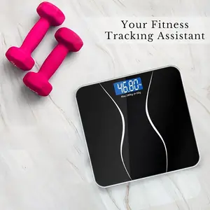 Digital Bathroom Body Weight Scale With Tempered Glass Panel LCD Display And Lb/Kg Unit Switch, Battery Powered Home Scale