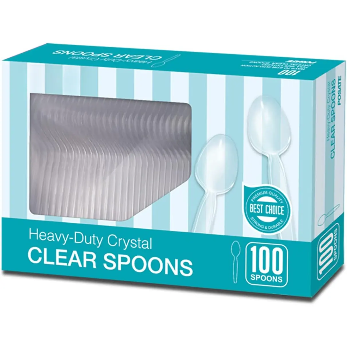 Heavyweight Plastic Spoons, Clear, 100 Count