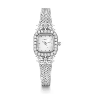 EAMTI Lady Elegant Small Dial Quartz Watch with Cubic Zirconia CZ Waterproof Wristwatch for Women Fashionable & Precise Timekeeping